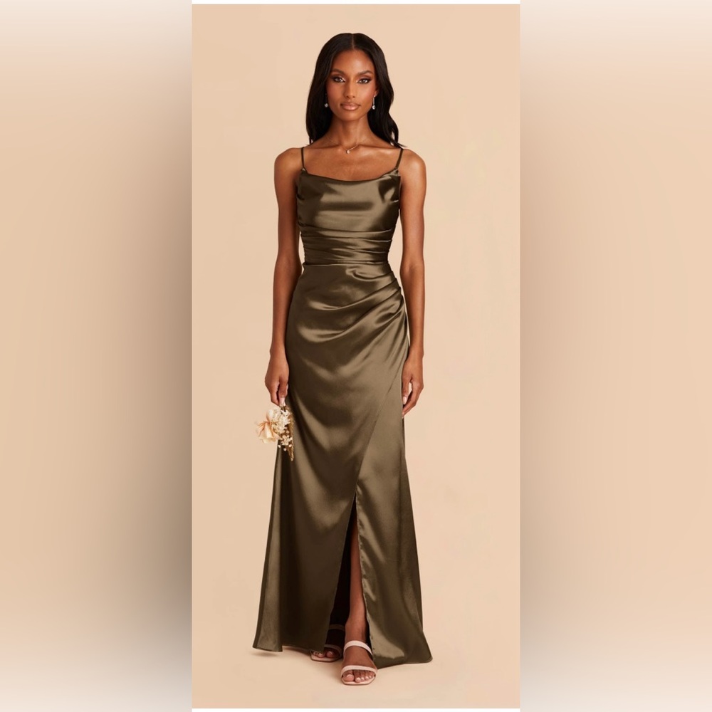 Birdy Grey - Lydia Dress - Olive - Shiny Satin